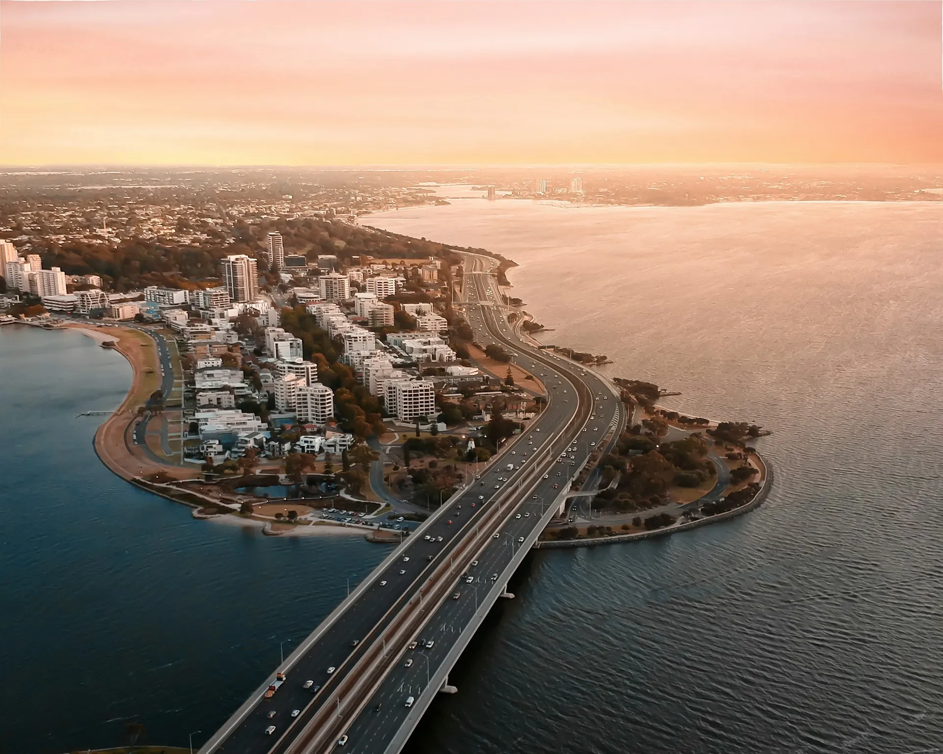 Aerial view of an Australian coastal city